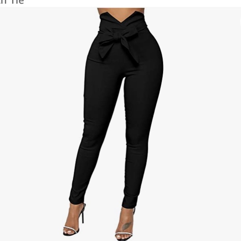 High waisted pants with tie